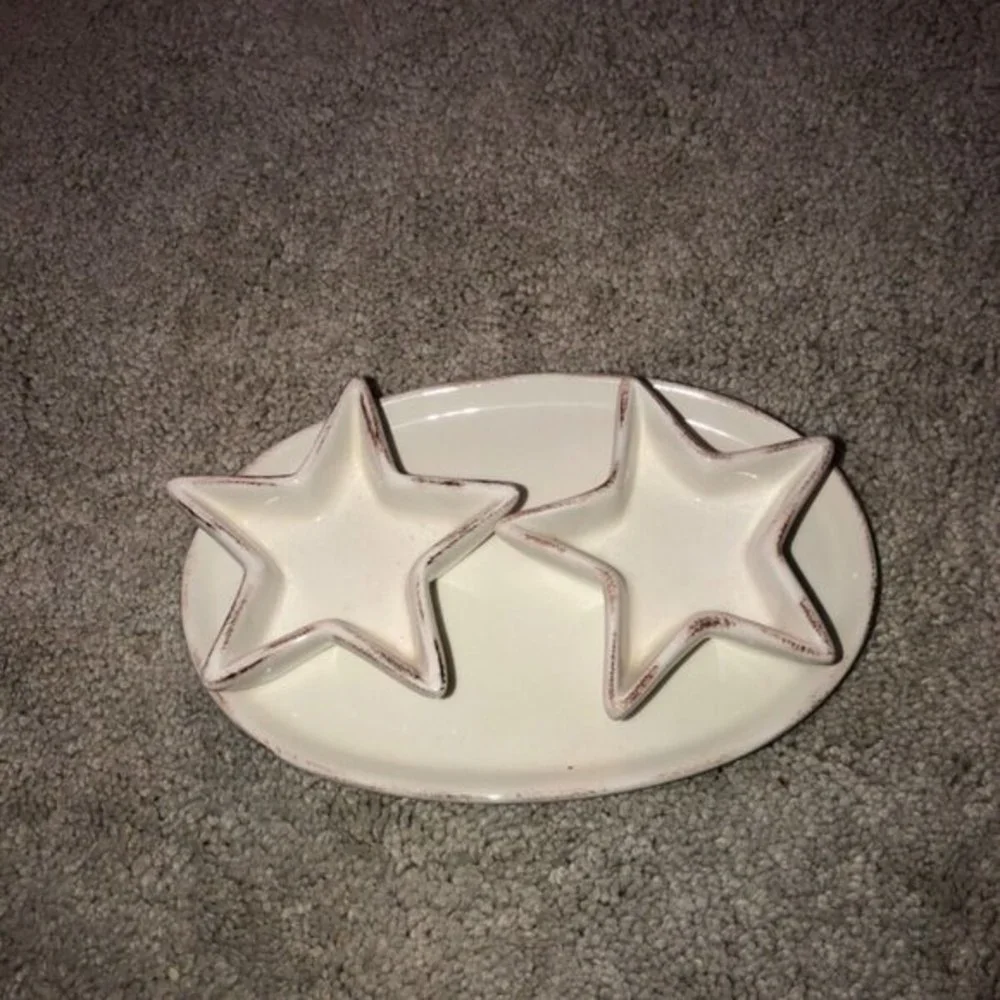 Pottery Barn Star‎ Salt And Pepper Tray 3 pc. Set